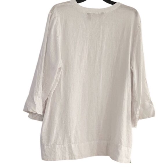 Lands’ End White Linen Blend V Neck Tunic Top Size Large - Picture 2 of 8